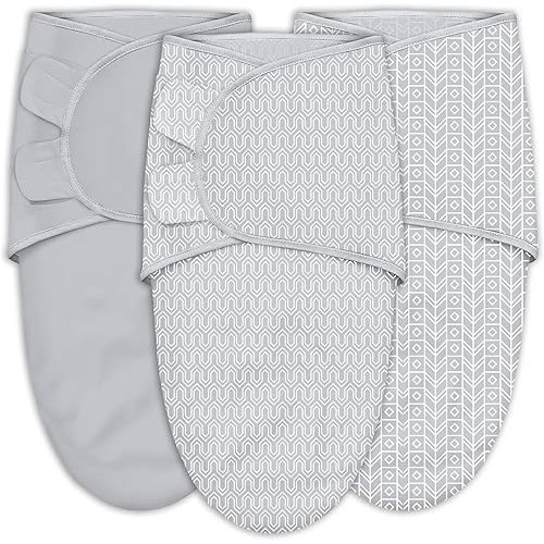 SWEET DOLPHIN 3-Pack Baby Swaddle Sleep Sacks - Newborn Swaddle Blanket with Soft Cotton - Ergonomic Wrap for Boys and Girls, 0-3 Months, Grey