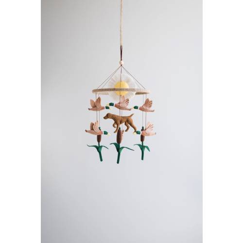 Duck mobile for crib, mallard duck nursery decor, German Shorthaired Pointer, unique baby gift