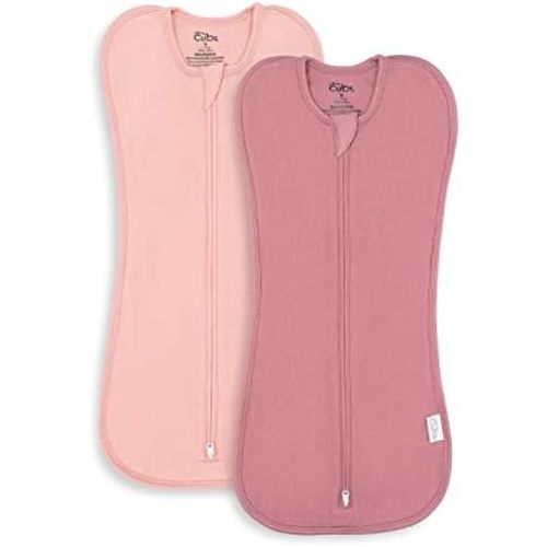 Comfy Cubs Swaddle Blanket with Zipper 2 Pk S - Blush, Mauve