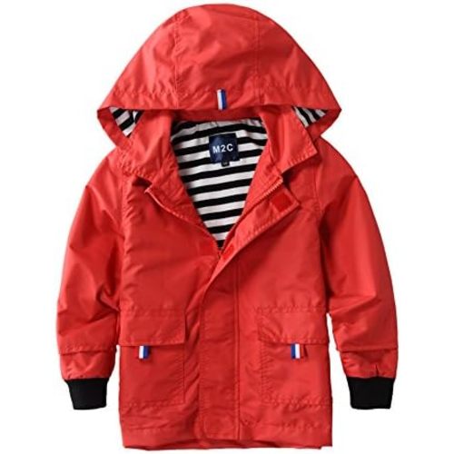 M2C Boys Girls Hooded Cotton Lined Rain Jacket Light Windbreaker