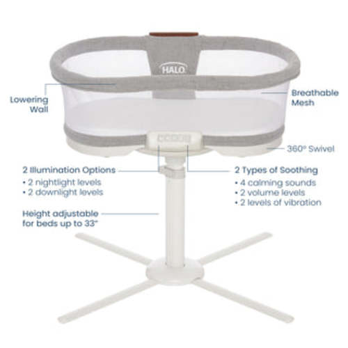 HALO | BassiNest Luxe Vibrating Bassinet, Bedside Sleeper - white