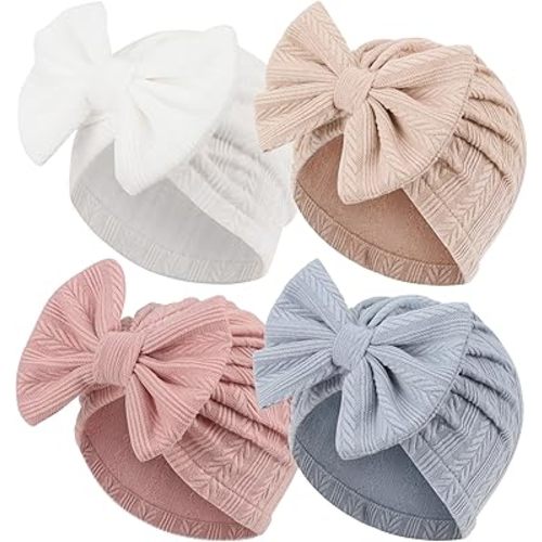 Newborn Baby Girl Hats with Bow Cotton Toddler Infant Beanie Cap Newborn Hospital Hats for Baby Girl Kid