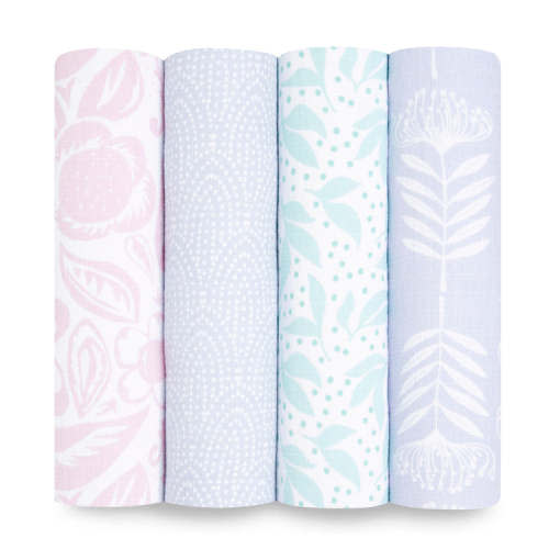 aden + anais | Cotton Muslin Swaddle 4pk | Damsel
