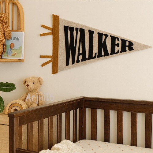 Personalized Name Pennant for Nursery Room Decor | Baby Shower Gift | Baby Boy Girl Name Nursery Flag | Baby Name Banner Blag Wall Hanging
