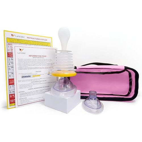LifeVac Pink Travel Kit - Portable Suction Rescue Device, First Aid Kit for Kids and Adults, Portable Airway Suction Device for Children and Adults
