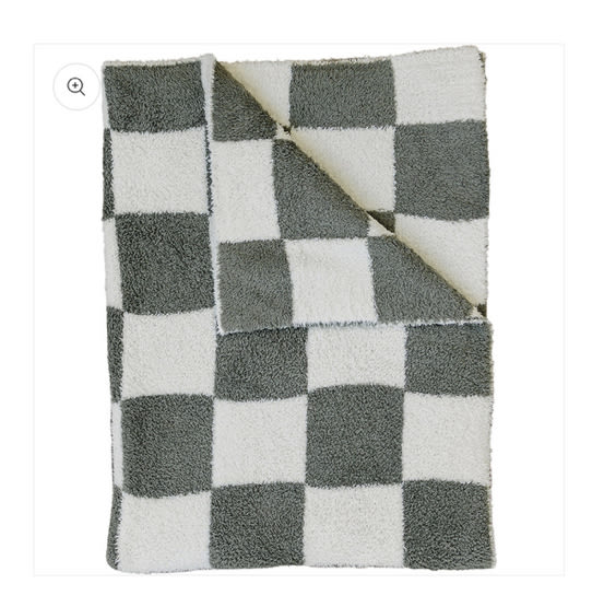 Green Checkered Plush Blanket – Mebie Baby