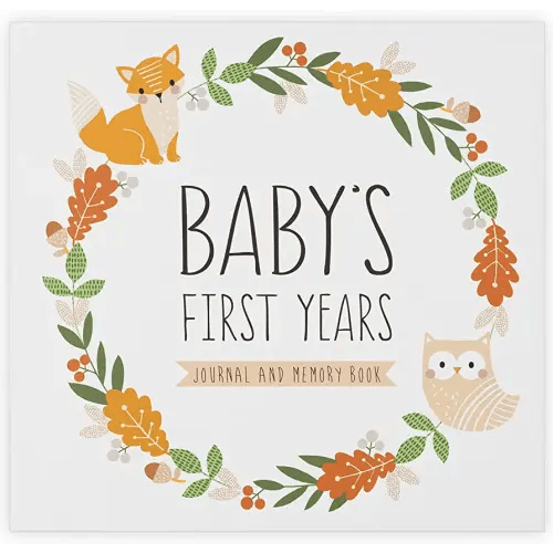 Baby Journal Memory Book for Boys or Girls - Baby Scrapbook Album for First 5 Years - Gender Neutral Milestone Book - Keepsake for Baby Photos, Hardcover, Forest Dreams