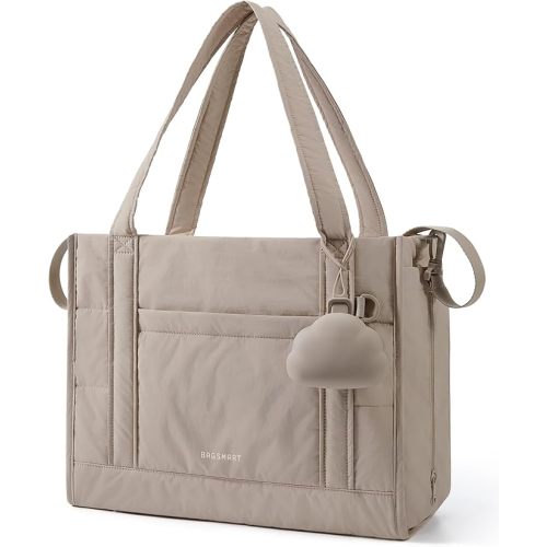 BAGSMART Diaper Bag Tote Puffer, Hospital Bag for Labor Delivery with Pacifier Case, Lightweight Baby Bag for Travel, Work | Multifunctional, Insulated Pockets, Water Resistance