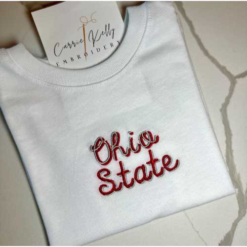 Baby, Toddler & Boys and Girls  Embroidered Ohio State Football Inspired Shirt