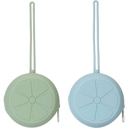 Silicone Pacifier Holder Case, Silicone Pacifier Storage Case for Newborn, BPA-Free Portable Travel Pacifier Pouch for Boys & Girls(Sage, Ether)