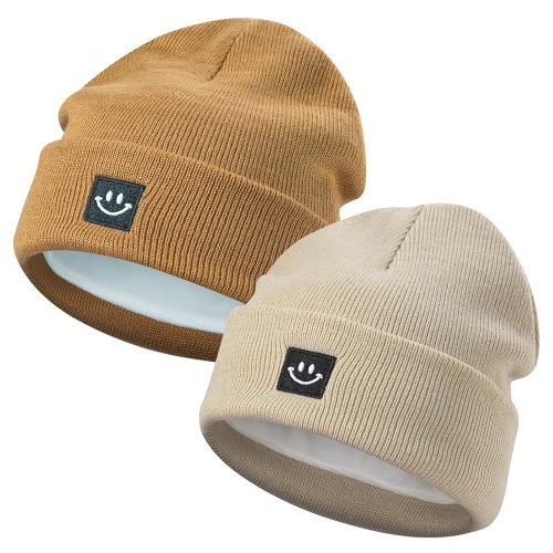 MaxNova 2 Pack Baby Beanie Fleece Lined Knit Toddler Hat for Girls Boys 0-8 Years