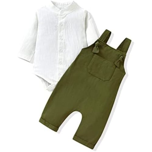 Unutiylo Baby Boys Clothes for Gentleman Outfits,Toddler Overalls Baby Suspender Pants and Bodysuit Romper