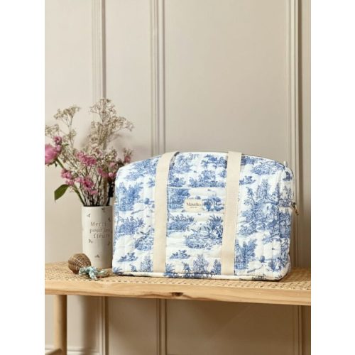 Blue Toile de Jouy Quilted Changing Bag - Mavelio Créations