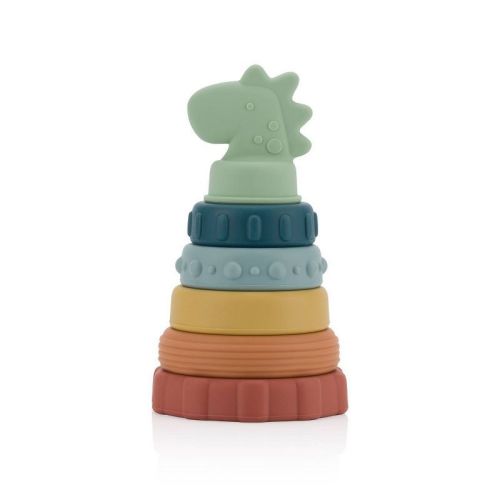 Itzy Ritzy Stacker Silicone Stacking and Baby Teething Toy, Color: Dino