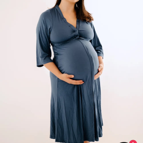 Lila Labor & Postpartum Gown in Midnight Blue
