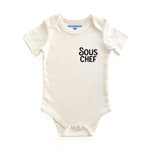 Sous Chef Cotton Short Sleeve Bodysuit | Snack Lover & Chef Gift, Gender Neutral Infant Jumper, Foodie Baby Pregnancy Announcement, Housewarming