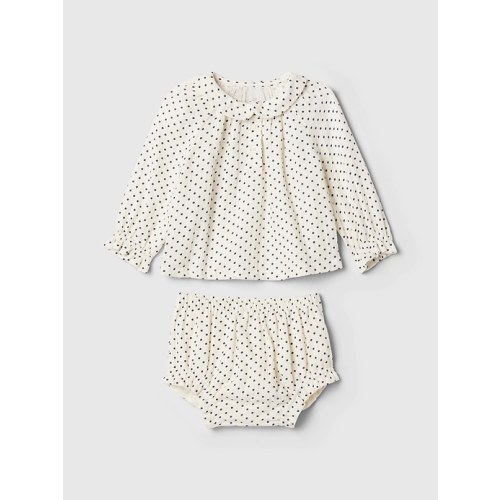 Baby Polka Dot Outfit Set in white polka dot print, size: 3-6 M