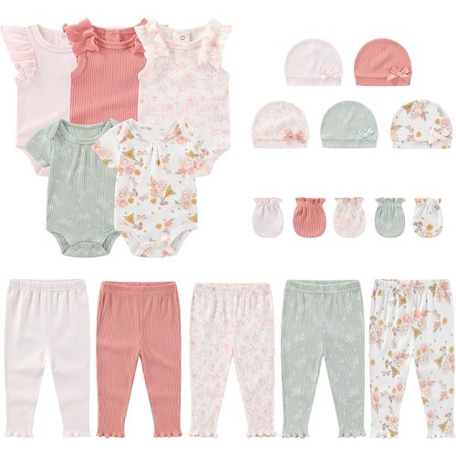 Newborn Layette Gift Set 20-Piece Cotton Baby Boy Girl Clothes Essentials and Accessories