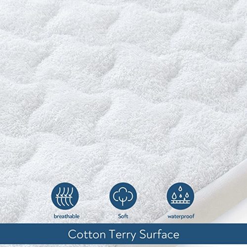Bassinet Mattress Pad Cover 33" x 20"-Fit for Koola Baby, Mika Micky, ANGELBLISS, YADAQE, Dream On Me,Papablic, AMKE, Baby Delight Bassinet,Waterproof Bassinet Mattress Protector, Cotton Terry Surface