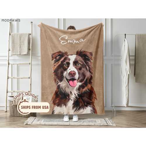 Custom Pet Blanket Using Pet Photo + Name Custom Dog Portrait Blanket Personalized Dog Blankets Cat Picture Blanket Pet Photo Dog Dad Gift