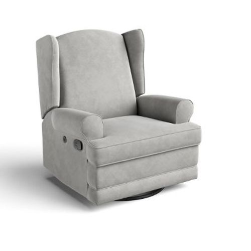 Storkcraft Serenity Wingback Power Recliner And Swivel Glider With Usb Charging Port - Ivory Boucle