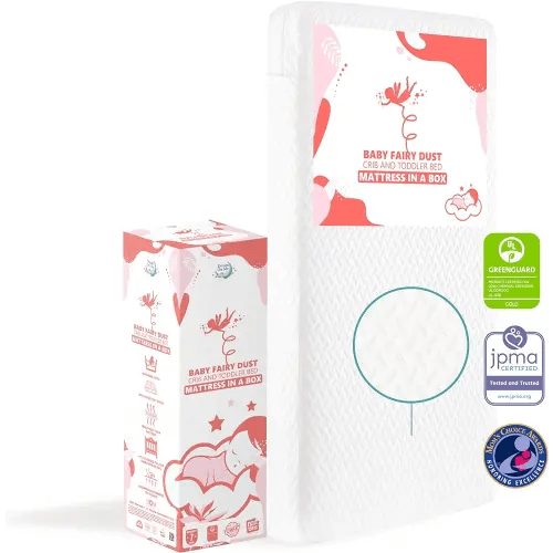 Dream On Me Baby Fairy 5” Foam Crib & Toddler Bed Mattress in a Box, White I Greenguard Gold Certified I JPMA Certified