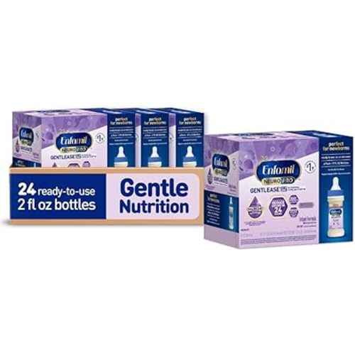 Enfamil NeuroPro Gentlease Baby Formula, Brain Building DHA, HuMO6 Immune Blend, Designed to Reduce Fussiness, Crying, Gas & Spit-up in 24 Hrs, Ready-to-Feed Infant Formula, Liquid, 2 Fl Oz (24 Count)