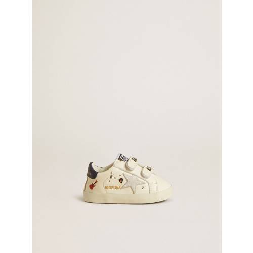 Baby School in nappa leather with musical print and white suede star