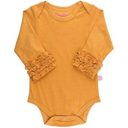 RuffleButts Baby/Toddler Girls Knit Long Sleeve Ruffle Bodysuit with Snaps