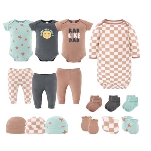 The Peanutshell Baby Layette Gift Set for Boys - 16 Piece New Born Gift Set, Baby Clothes & Newborn Essentials Must Haves - Newborn Clothes 0-3 Months - Skater Boy