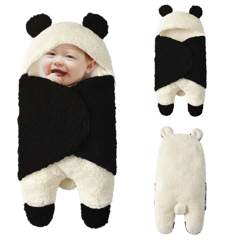 Skpabo Baby Swaddle Blanket Boys Girls Cute Panda Cotton Plush Receiving Blanket Ultra-Soft Newborn Infant Wearable Wraps Blanket White 0-3 Months