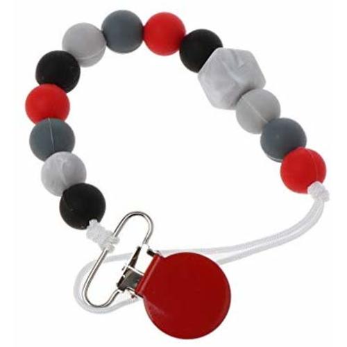 YOUSIKE Baby Dummy Chain Silicone Pacifier Clips Bead Dummy Clip Infant Handmade Newborn Teether Toy - Red