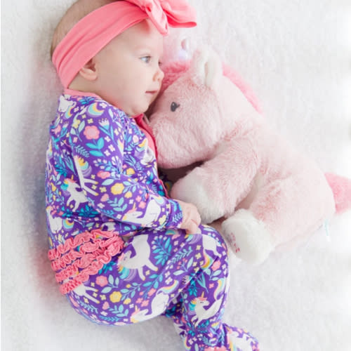 Ruffle One Piece Footie Pajama, Bamboo Viscose