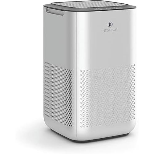Medify MA-15 Air Purifier with True HEPA H13 Filter | 585 ft² Coverage in 1hr for Allergens, Smoke, Wildfires, Dust, Odors, Pollen, Pet Dander | Quiet 99.9% Removal to 0.1 Microns | Silver, 1-Pack