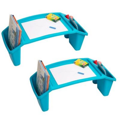Mind Reader Sprout Collection Portable Desk with Side Pockets Set of 2 Blue: Kids Lap Tray & Toddler Drawing Table