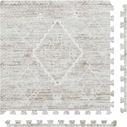 House of Noa Play Mat – 4x6 Latte Emile – Set of 6 Tiles – Cushioned EVA Foam Play Mat for Floor, Soft Interlocking Mats for Hard Floors
