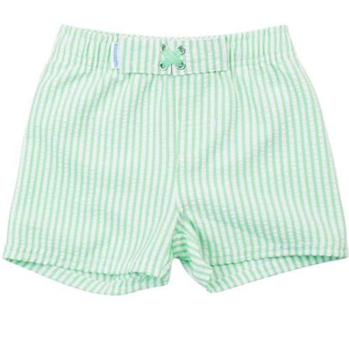 Ruggedbutts Baby Boys Upf50+ Swim Trunks - Spring Green Seersucker, 0-3m