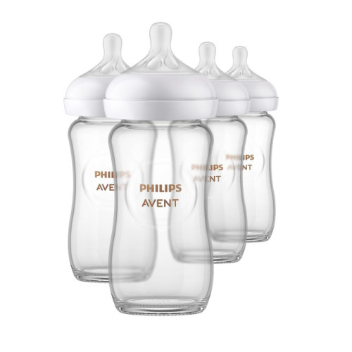 Glass Natural Baby Bottle with Natural Response Nipple, 8oz, 4pk