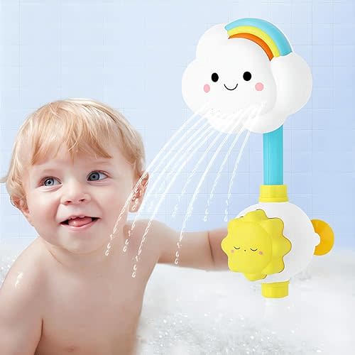 Electric Shower Bath Toy Sprinkler Head - Rainbow Cloud Spray Water Baby Toddler Toy for Kids Bathtub and Bathtime Fun