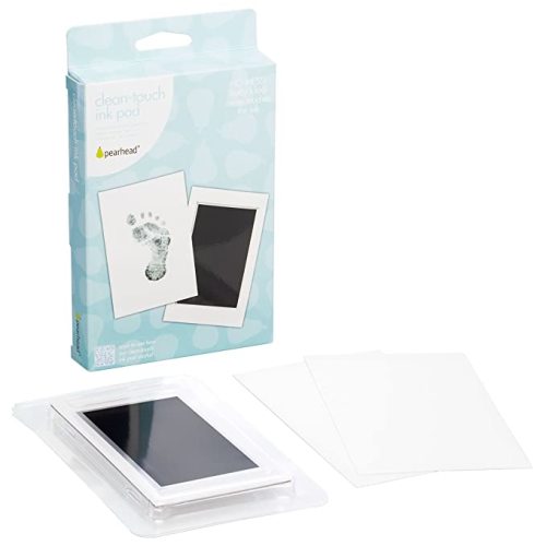 Pearhead Newborn Baby Handprint Or Footprint Clean-Touch Ink Pad Kit, No Mess Safe Print Keepsake, Black, 2 Impression Cards, Small Size, 3 Piece Set - Small Black Clean Touch Ink Pad