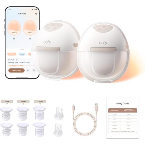 Amazon.com : eufy Security Heated Breast Pump Hands-Free E20, Wearable with Innovative HeatFlow, 3 Heat Levels, Optimized Rhythm via App, Hospital-Grade Suction, Leakproof, Ultra-Slim and Quiet for in-Bra Use : Baby