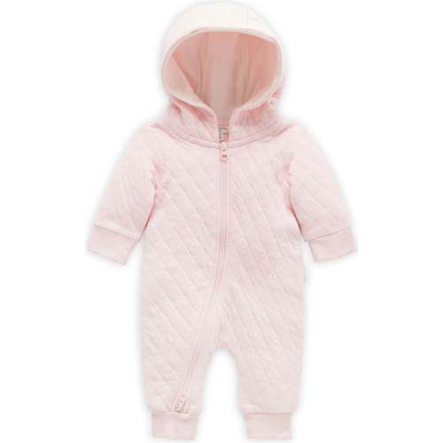 Quilted Coverall Soft Pink Melange - Purebaby Rompers | Maisonette