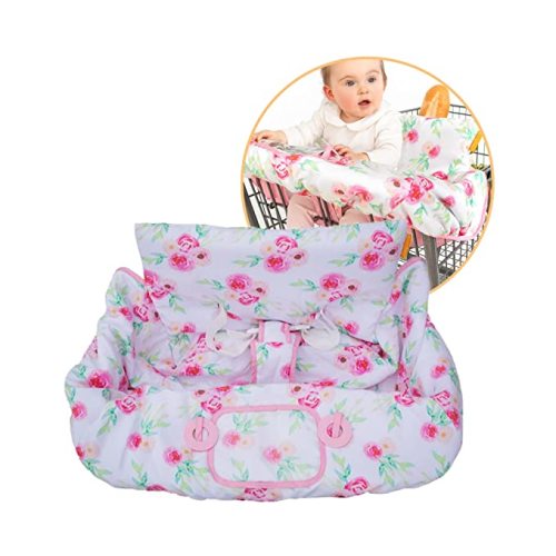 Binxy Baby 2-in-1 Cushy High Chair Cover and Shopping Cart Cover for Baby, Comfortable Cover for Grocery Cart, Universal Fit Cart Cover for Babies, Includes Storage Pouch - Full Bloom