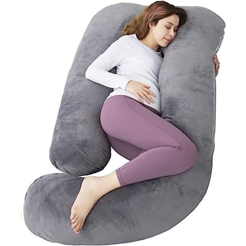 60 Inch Pregnancy Pillow for Sleeping, Extra Large U Shaped Body Pillow, Maternity Pillow for Pregnant Women with Velvet Cover (Dark Grey)