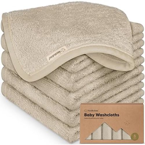 6-Pack Baby Washcloths - Soft Viscose Derived from Bamboo Washcloth, Baby Wash Cloths, Baby Wash Cloth for Newborn, Kids, Bath Baby Towels, Face Towel, Face Cloths for Washing Face(Earth Brown)