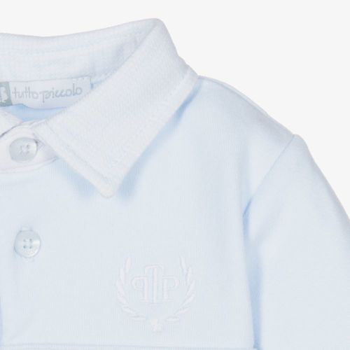 Tutto Piccolo - Blue & White Cotton Polo Shirt | Childrensalon Outlet