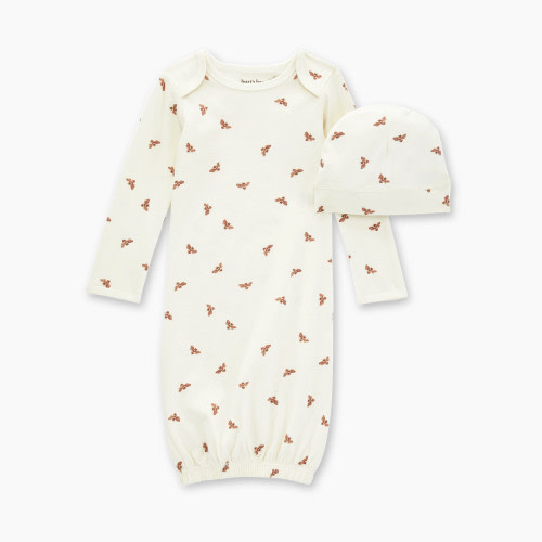 Burt's Bees Baby Golden Bee Gown & Cap Set Organic Cotton - White, 0-6 Months