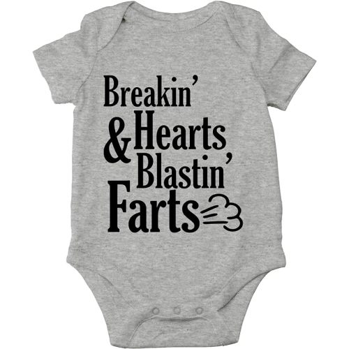 AW Fashions Breakin' Hearts & Blastin' Farts Baby Bodysuit Funny Cute Infant Clothing Baby Wear Apparel