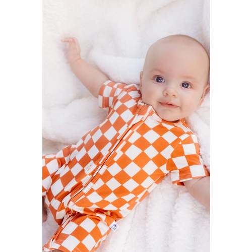 𝐒𝐀𝐋𝐄! 𝟓𝟎% 𝐎𝐅𝐅! Bamboo Baby Pajamas - Double Zipper - Shorties - Checkers - FINAL SALE