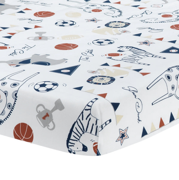 Hall of Fame Animals/Sports 100% Cotton Fitted Baby Crib Sheet – Lambs & Ivy